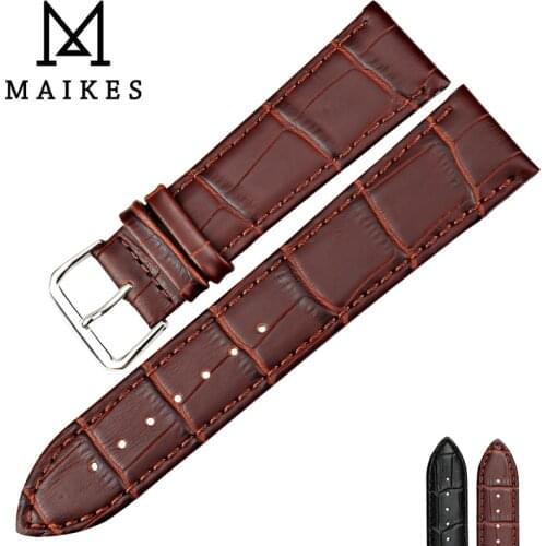 MAIKES High Quality Watch Accessories Slub patter Women Thin Watchbands 12-22mm Genuine Leather Watch Strap For Brand Watch Band