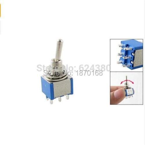 10 Pcs/Lots MTS-202 AC 250V/3A 125V/5A ON/ON 2 Two Position DPDT 2P2T DP2T 2PDT Toggle Switch Lock 6 Pin 6mm Threaded Mounting