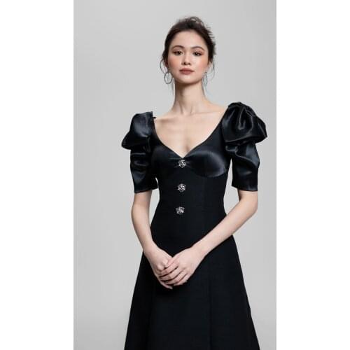 2021 New Fashion Women Designer Black Short Sleeve V Neck Midi Sexy Party Dress Ladies Elegant Dress Vestidos