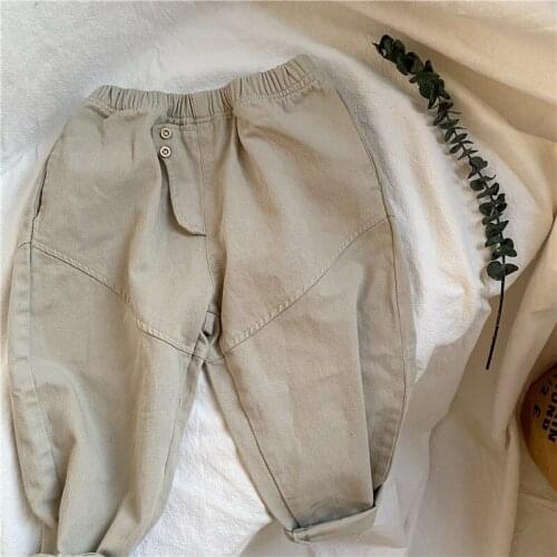 2021 Korean Autumn New Childrens Retro Stitching Pans Baby Boys and Girls Unisex Casual All-match Trousers Toddler Pants 2-7Y