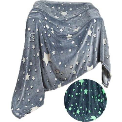 3Sizes Glow in The Dark Throw Blanket Double -Sided Flannel Fleece Sherpa