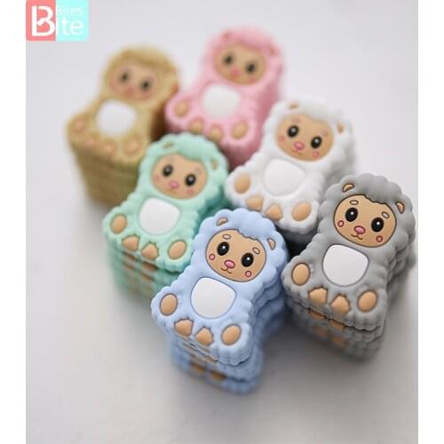 5pcs Silicone Beads Baby Teether Sheep For Newborn Pacifier Chain Nursing Bracelet Accessories Food Grade Silicone Rodent Gifts