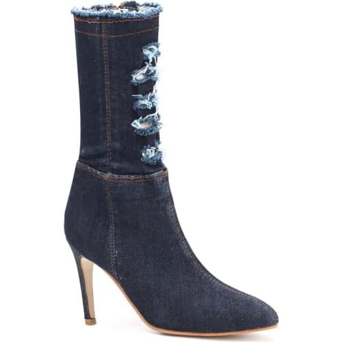 Tube Martin Boots Shredded Cowboy Boots Fashion Princess Shoes Stiletto Pointed High Heels In The New Womens Boots