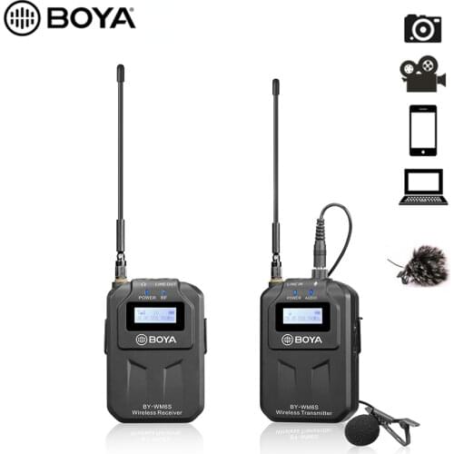 BOYA BY-WM6S UHF Wireless Lavalier Microphone System Omni-directional Compatible with smartphone for DSLR Cameras Interviews