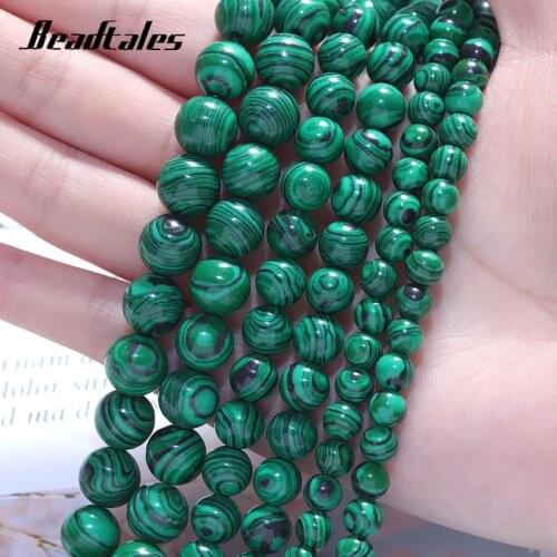 Natural Stone Malachite Green Beads Round Green Loose Beads For Jewelry DIY Making Bracelet Accessories 15" 6/8/10mm Beadtales