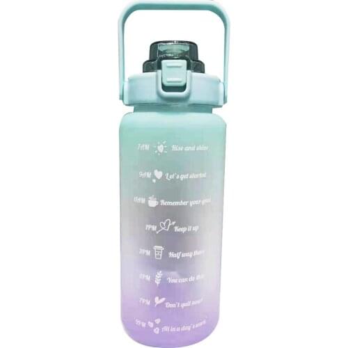 2L Large Capacity Water Bottle With Bounce Cover Time Scale Reminder Frosted Leakproof Cup For Outdoor Sports Fitness