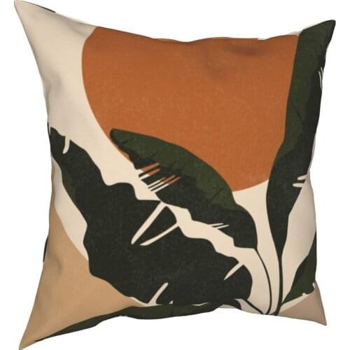 Banana Leaf Pillowcase Soft Fabric Cushion Cover Decorative Geometric Abstract Throw Pillow Case Cover Home Square 18"