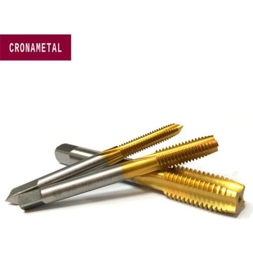 CRONAMETAL HSS Straight Flute Taps Tin coating thread machine tap hand tools M3 M3.5 M4 M4.5 M5 M6 M7 M8 M10 M11 M12