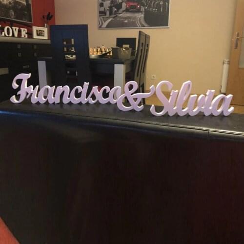 Wooden Standing Letters Sign Personalised Raw MDF Wedding Joint Names - Large 12cm High