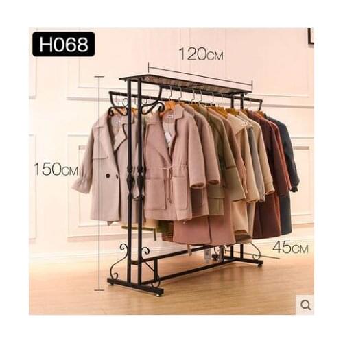 Clothes shop display rack nakajima double shelf womens clothing store parallel bars hanging clothes rack in the middle