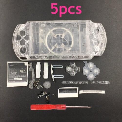 E-house 5pcs Clear Housing Case Cover replacement for PSP3000 PSP 3000 Game Console Shell Housing with Buttons