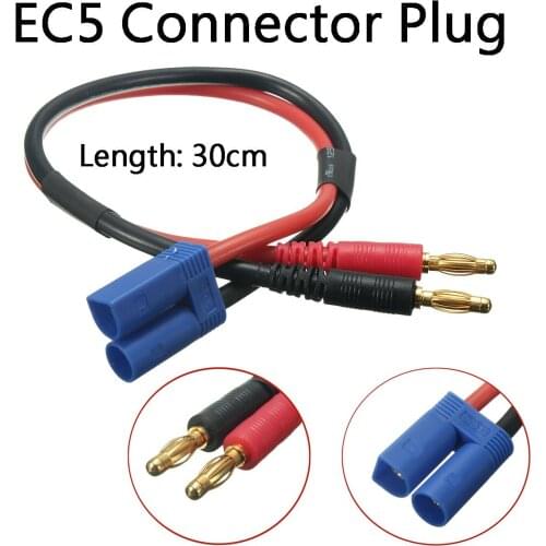 EC5 Connector Charger Cable 30cm W/ 4mm Banana Plug Silica Gel EC5 Banana Male Connector Adapter Lead Battery Charging Cable 12
