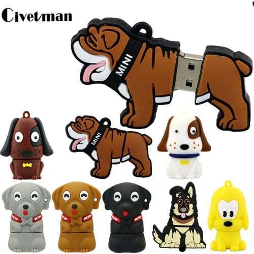 Pen Drive Cartoon Mini Bulldog Pug Labrador Dogs USB Flash Drives 8GB 16GB 32GB 64GB 128GB Pendrive 256GB Cle USB Memory Stick