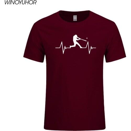 Baseball Heartbeat T Shirts Men Summer New Fashion Short Sleeve T-shirts Cotton Hip Hop Mens Tops Tees Camisetas Masculina