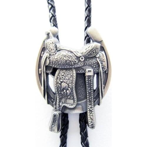 Retail Bolo Tie (Silver Plating Saddle Horseshoe Bolo Tie) Factory Direct In Stock Free Shipping