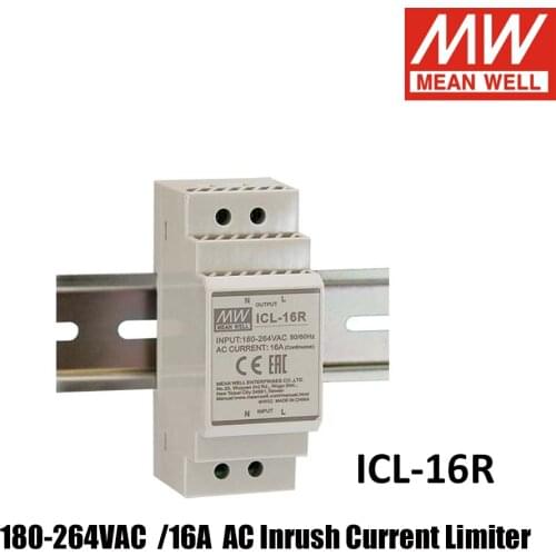 Mean Well Din Rail Type Switching Power Supply ICL-16R 16A AC Inrush Current Limiter Built-in thermal fuse and bypass relay