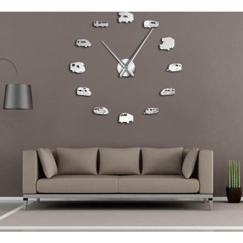 Camper Bus Motorhome Home Decor RV Camping DIY Giant Wall Clock Travel Trailer Transportation Recreational Vehicles Wall Watch