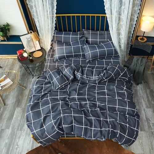 Classical Plaid Blue Fashion Comforter Bedding Set Double Sided King Queen Full Single Size Duvet Cover Sheet Pillowcase