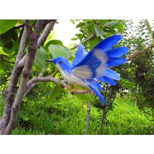 Small cute simulation blue&white Bird model plastic&furs wings bird gift about 16cm 1781