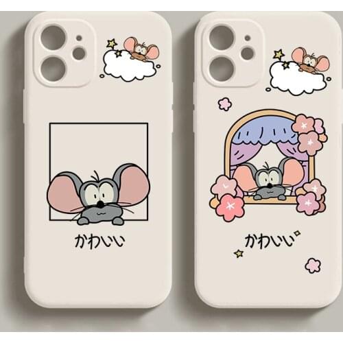 Japna cute Cartooon mouse white case for iphone 11 12 Pro Max 13Pro Max 13MiNi 7 8 Plus X XS Max XR 13promax Couple cover off