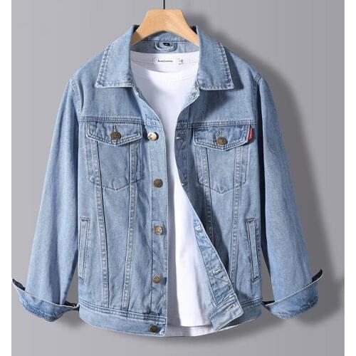 2021 autumn new classic mens blue denim jacket male Korean fashion pure cotton punk jacket clothing casual denim jacket male