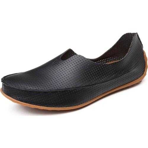 Summer Men Casual Shoes Leather Brand Breathable Design Mens Loafers Slip On Moccasins Driving Sneaker Big Size 39-47 Peas Shoe