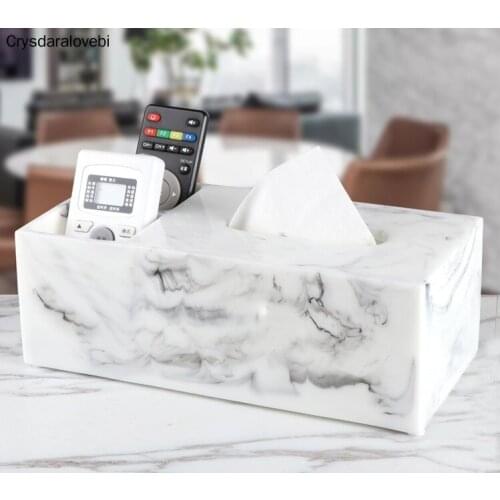 Nordic Creative Marble Resin Tissue Box Living Room Coffee Table Napkin Tray Modern Hotel Paper Towel Storage Box Home Decoratio