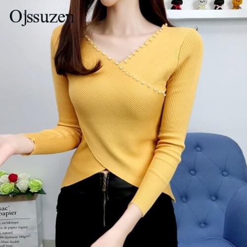 Женские пуловеры с V-образным вырезом Ojssuzen China At AliExpress