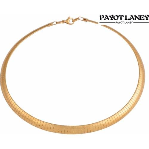 Stainless Steel Flat Choker European Necklace For Fashion Women Men Choker Necklaces Jewelry Around Gold Color Chain