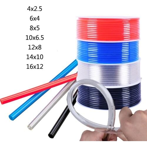 1m pneumatic hose pu pipe 4 * 2.5 mm 6 * 4 mm 8 * 5 mm 10 * 6.5 mm 12 * 8 14 * 10 mm 16 * 12 mm air tube compressor hose