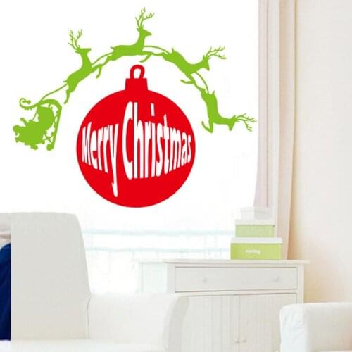 Merry Christmas Quotes Father Christmas Reindeer Vinyl Wall Stickers Home Art Window Decals Decoration Diy Xmas Festival Mural