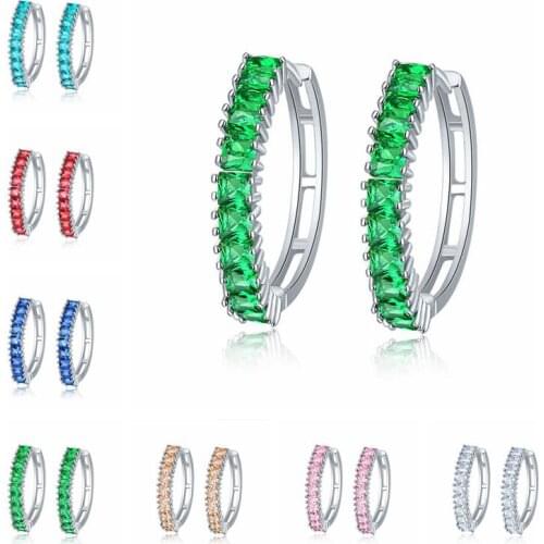 Enamel Drop Oil Earring Party Jewelry Full Pave AAA Cubic Zircon Hoop Earrings Pin Huggie Earring Silver Pendientes