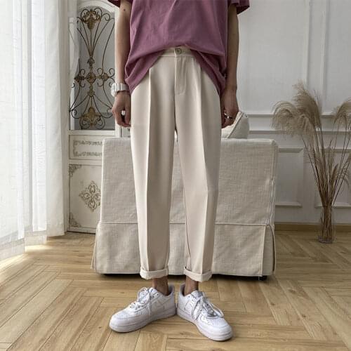 Hip Hop Solid Color Men Harem Pants Korean Mens Slim Straight Pants 2020 Streetwear Men Casual Pants Trousers