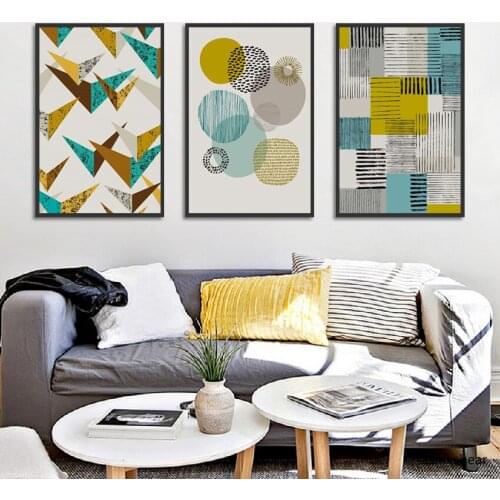 Nordic Decoration Home Wall Art Poster Minimalist Geometric Mosaic Art Pattern Canvas Painting Modular Picture for Bedroom Decor