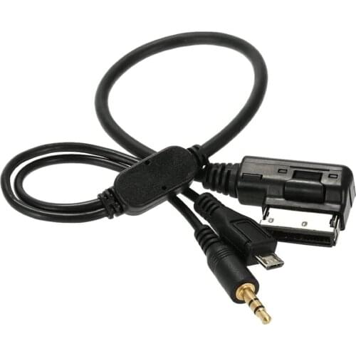 Stereo 3.5mm to Media in AMI MDI Audio & Micro USB Aux Adapter Cable for Car