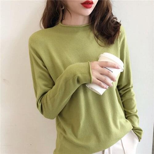 Women Casual Autumn Winter Long Sleeve O Neck Blouse Pullover Basic Knitwear