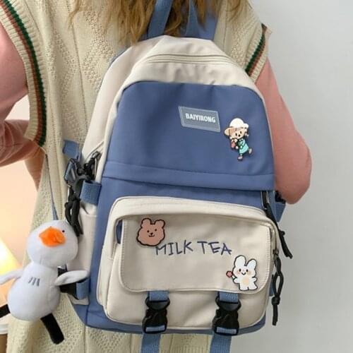 Women Backpack Fashion Student Bookbag for Girls Schoolbag Kawaii Canvas Laptop Mochila Female Cute Travel Rucksack Shoulder Bag