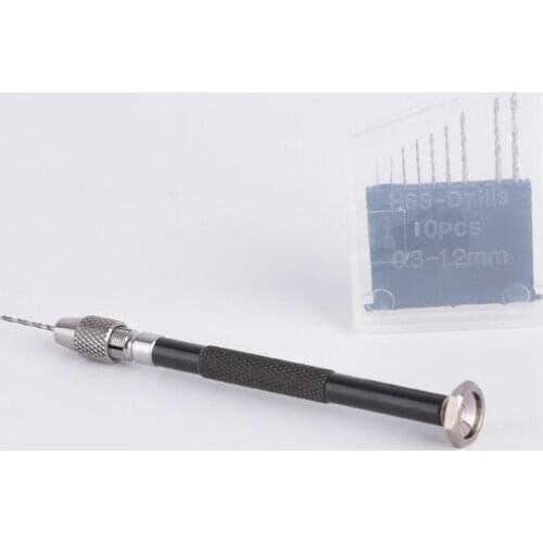 1PCS Model Single Mouth Pin Vise Hand Drill Bit Chuck Fit Dia. 0.3-1.2mm Black