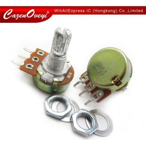 10pcs/lot WH148 15mm Shaft Amplifier Dual Stereo Potentiometer B1K B2K B5K B10K B20K B50K B100K B500K 3Pin 1K 2K 5K 10K 50K 100K