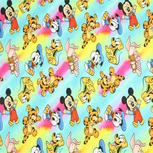 Disney Mickey Daisy Winnie Piglet Print 100% Cotton Fabric for Boy Clothes Hometextile Cushion Cover Backpack Needlework DIY
