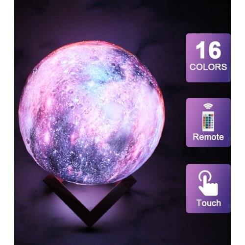 3D Printing Moon Lamp Galaxy Moon Light Kids Night Light 16 Color Change Touch and Remote Control Galaxy Light as Gifts
