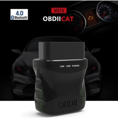 50pcs/lot OBDIICAT-V15 ELM327 V1.5 Bluetooth 4.0 OBD2 BT ELM 327 1.5 Diagnostic Tool Support Almost OBD-II Protocols for Androi
