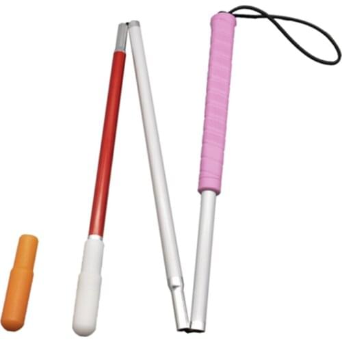 70cm - 80 cm Aluminium Folding Blind Cane , White Cane ,Pink Handle, with 2 Tips, 3PEA-PIK