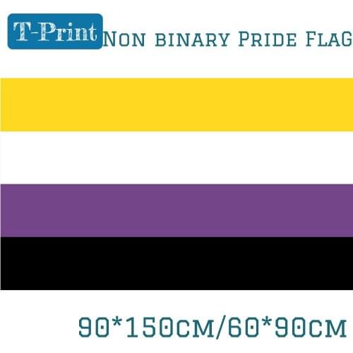 Non Binary Pride Flag 150X90cm 60*90cm LGBT 3X5FT Banner 100D Polyester Grommets Custom For Party Bar