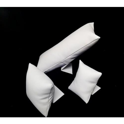 White PU Leather Bracelet Jewelry Display Pillow Holder Bangle Watch Chain Organizer Rack Pendant Anklet Pillow Cushion Stand