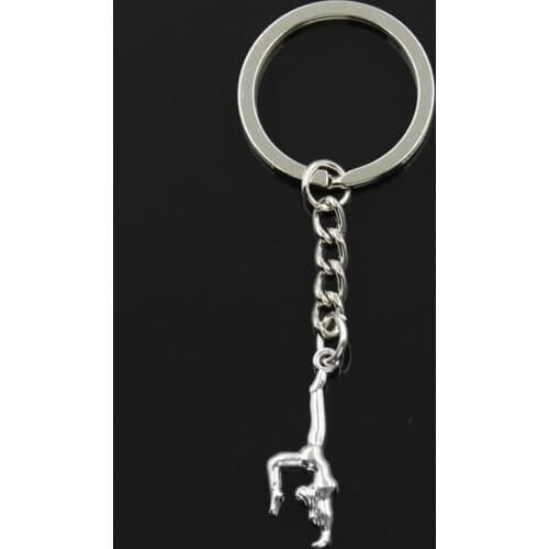 New Fashion Keychain 30x11mm Gymnastics Gymnast Sporter Pendants DIY Men Jewelry Car Key Chain Ring Holder Souvenir For Gift