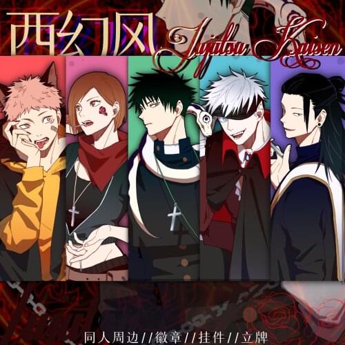 Anime Jujutsu Kaisen Gojo Satoru Acrylic Stand Model Figure Keychain Badge Brooch Button Pin Metal Medal Through card Xmas Gift