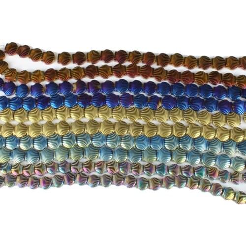 Natural Hematite 8mm Color Plated Scallop Beads Star Jewelry Making DIY Necklace Bracelet Earrings Jewelry Accessories 16 Inch