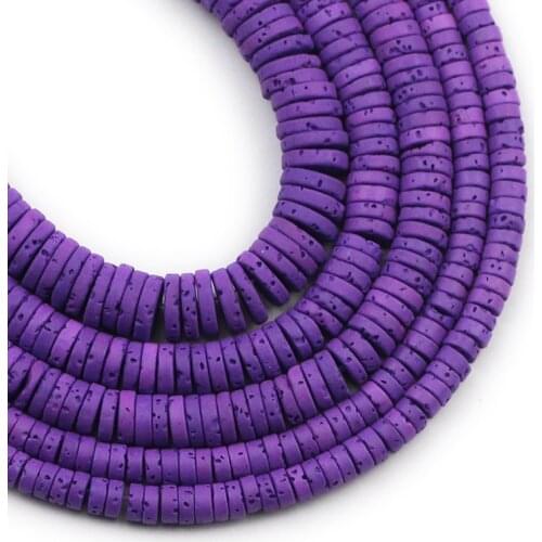 Flat Round Pruple COIN Volcanic lava rock Stone Beads for Jewelry making Bracelet DIYLoose Spacer Beads 4x2mm 6x2mm 8x2mm 15
