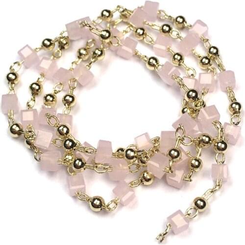 2x2mm Crystal Bead Metal Ball Bead Chains Gold-plated Copper Chain for DIY Charms Jewelry Making Bracelet Necklace Supplies